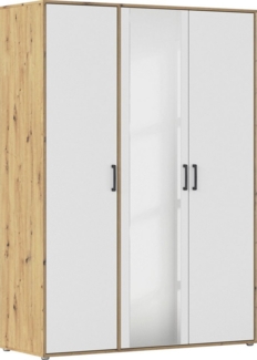 rauch Drehtürenschrank Kleiderschrank Schrank Garderobe Wäscheschrank VOYAGER (in 3 verschiedenen Ausstattungen BASIC/CLASSIC/PREMIUM) mit modernen Griffen in Graumetallic und Spiegel