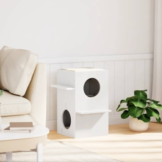 vidaXL Katzenhaus Weiß 43 x 43 x 60 cm Massivholz Kiefer 859302