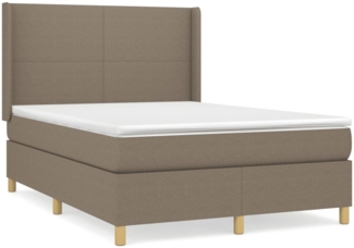 vidaXL Boxspringbett mit Matratze Taupe 140x190 cm Stoff 3131829