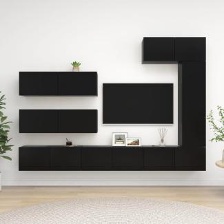 vidaXL 7-tlg. TV-Schrank-Set Schwarz Spanplatte [3078822]