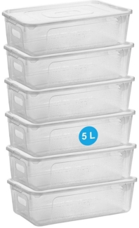 Centi Aufbewahrungsbox Stapelbare Aufbewahrungsbox mit Deckel, transparent (6er-Set)