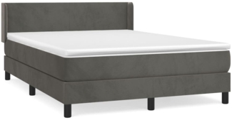 vidaXL Boxspringbett mit Matratze Dunkelgrau 140x190 cm Samt 3130836