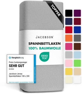 Jacobson Spannbettlaken TOPPER aus 100% Baumwolle, Jersey Bettlaken 160 g/m², Spannbetttuch mit Gummizug, OEKO-TEX®, pflegeleicht, viele Farben