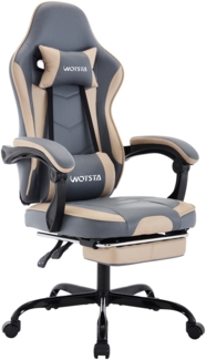 Gaming Chair Ergonomischer Gaming Stuhl Computerstuhl, mit Fußstütze, Lendenwirbelstütze, Bürostuhl, Stoff, blau beige,
