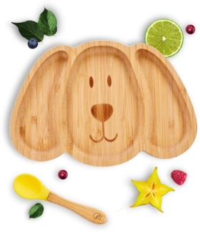 Kleinfuchs Kinderteller Bambus Hund Gelb