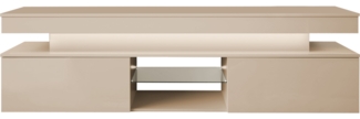 TV-Lowboard Glossa Bis 2D 190 (Farbe: Wüstensand, mit weißer LED-Beleuchtung)
