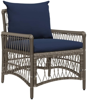 vidaXL Gartenstuhl mit Kissen Grau 73 x 61 x 77 cm Poly-Rattan 42006224