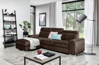 Ecksofa Schlafsofa NOLAN XS inkl USB in Stoff Element Dunkelbraun Ottomane Links