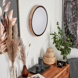 hofstein Deckenleuchte »Campertogno« Deckenlampe, Metall/Holz/Kunststoff, Natur/Schwarz/Weiß, 3000 Kelvin, (44cm), 2300 Lumen, 1xLED 24 Watt