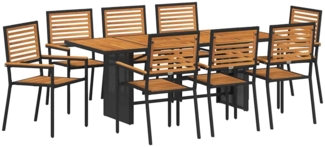 vidaXL Garten Essgruppe 9 pcs Schwarz und Braun Poly-Rattan 3365452