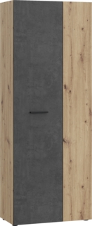 Mehrzweckschrank >NET306< Inneneinteilung, Betonoptik / Artisan Eiche - 68,7x181,1x36,5 (BxHxT)