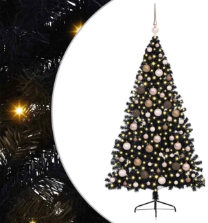 vidaXL Künstlicher vorbeleuchteter Weihnachtsbaum Schwarz 180 cm PVC 3397139