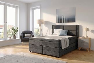 OTTO home Boxspringbett FYNNA in den Breiten 140 & 180cm erhältlich, inkl. Bettkasten, inkl. Topper, erhältlich in verschiedenen Farben