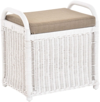Krines Home Sitzbank Rattan Bank Sitzbank Sitzhocker mit Stauraum Rattanhocker mit Deckel, gepolsterter Deckel