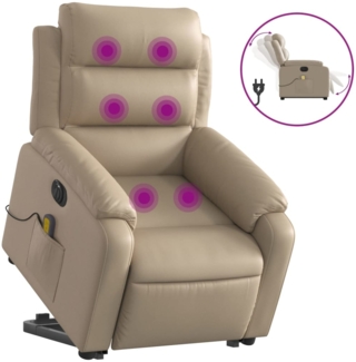 vidaXL Massagesessel mit Aufstehhilfe Elektrisch Cappuccino Kunstleder 3205069
