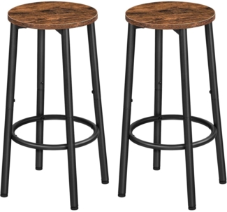 HOOBRO Barhocker 2er-Set Vintage-Braun/Schwarz, Industrieller Stil, Stabiles