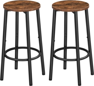 HOOBRO Barhocker 2er-Set Vintage-Braun/Schwarz, Industrieller Stil, Stabiles