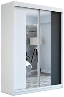 Schwebetürenschrank NEO 2-türig Schrank 160 cm (mit Spiegel) Farbe: Weiß , schwarz