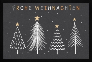 MoonWorks Fußmatte Fußmatte Winter Bäume Skandi Style Frohe Weihnachten rutschfest &, rechteckig
