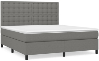 vidaXL Boxspringbett mit Matratze Dunkelgrau 180x200 cm Stoff, Härtegrad: H2 [3142114]