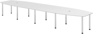 bümö Konferenztisch oval 520x130 cm großer Besprechungstisch in weiß, Besprechungstisch mit Chromfüßen, Meetingtisch für 18 Personen, XXL-Tisch für Besprechungsraum & Meeting, KT52C-W-C