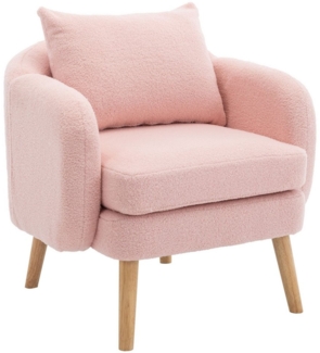 Merax Sessel mit Zierkissen und Massivholzbeine, Loungesessel, Einzel Loungesofa, Einzelsessel mit Teddyplüsch,Relaxsessel