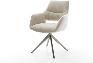 Drehstuhl Yago-Flex mit Armlehnen Webstoff Soft Beige Kreuzgestell breit Graphit 360° drehbar Wippfunktion Taschenfederkern