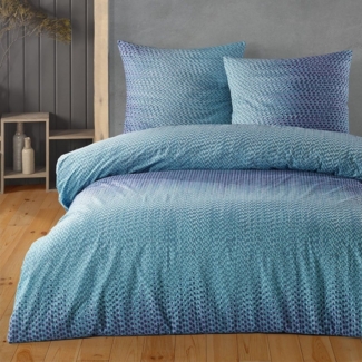 Buymax Bettwäsche, Renforce: 100% Baumwolle, 2 teilig, Bettwäsche-Set, 135x200 cm, mit Reißverschluss, Blau