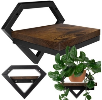 Ruhhy Wandregal Wandboard Wandhängender Loft Blumenständer Modernes Diamant-Regal, Wandregal im Loft-Stil, Diamantdesign aus mattschwarzem Stahl für einen modernen Look