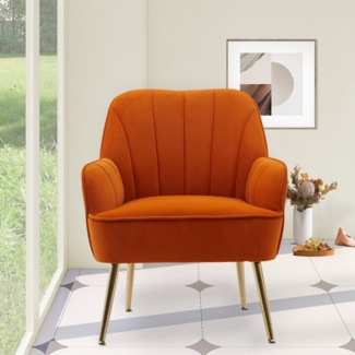 MODFU Loungesessel Einzelsessel,Polstersessel,Fernsehsessel (mit ergonomischem Design, goldenen Metallbeinen – Perfekt für Wohnzimmer, Büro, Homeoffice, eleganter, komfortabler Stuhl für langen Sitzkomfort, 1-St, Büro Freizeit Gepolsterte Einzelsofa St...