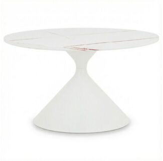 IDIMEX Couchtisch ISOMA, runder Beistelltisch Ø70cm Steinoptik & Metallgestell modern Weiß