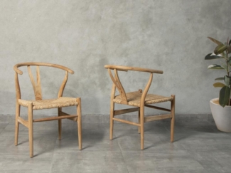Vente-unique - Stuhl - Teakholz & Strohgeflecht - Naturfarben - POGIANA