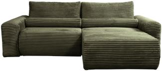 Selsey Leo - Ecksofa beidseitig montierbar mit Cordbezug und Schlaffunktion, olivgrün