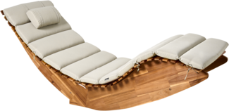 Sonnenliege mit Kissen BRESCIA PREMIUM Akazienholz Taupe
