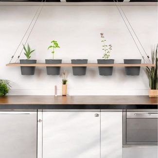 UNUS HOME Blumenkasten Kräuterbar, Pflanzenbar (natur), Nachhaltig, stabile Drahtseilaufhängung, vielseitig einsetzbar