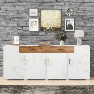 REDOM Sideboard Kommt mit 4 Türen und 2 Schubladen, viel Platz und leicht zu reinigen (208 x 39.5 x 80 cm, stabil und pflegeleicht), modernes Design
