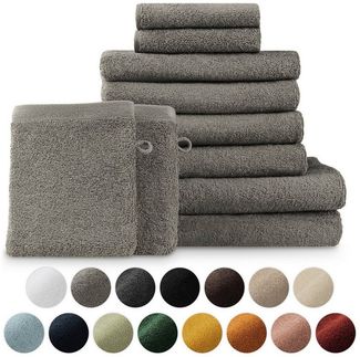 Blumtal Handtuch Set Blumtal 10 Teilig - Handtücher Set 100% Baumwolle, weich und saugstark, Frottee (10er Set), 2 Bade-, 4 Hand-, 2 Gästetücher + 2 Waschlappen