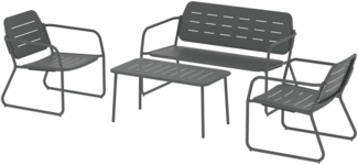 DELUKE® Gartenmöbel Set 4-teilig KUBRO - Wetterfest, Stahl | Balkonmöbel Set 4 Personen Balkontisch mit 2 Stühlen und Gartenbank Outdoor Sitzgarnitur, Schwarz