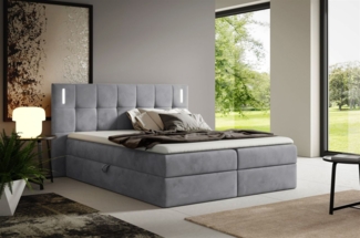Boxspringbett Schlafzimmerbett MARTIM 180x200cm in Stoff Fresh Grau
