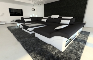 Sofa Dreams Wohnlandschaft Stoff Sofa Couch Enzo U Form Polster Stoffsofa, mit LED, wahlweise mit Bettfunktion als Schlafsofa, Designersofa