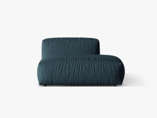 Micadoni Ecksofa-Modul Martina 1-Sitzer Strukturierter Stoff Jeansblau Rechts