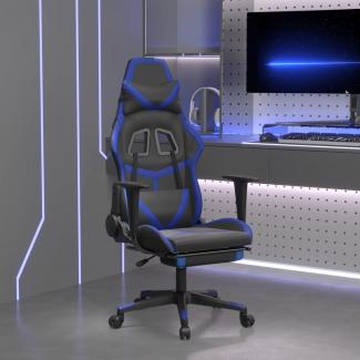 vidaXL Gaming-Stuhl mit Massage & Fußstütze Schwarz & Blau Kunstleder 345434