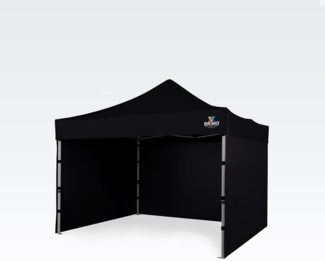 Pavillon 3x3 m - mit 3 Wänden - Schwarz