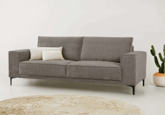 Places of Style 3-Sitzer 3er Sofa Oland, Struktur, Flachgewebe, Luxus-Microfaser, Boucle, 224 cm, Wellenunterfederung, Skandi-Design, Metallfüße
