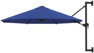 vidaXL Sonnenschirm zur Wandmontage mit Metall-Mast 300 cm Blau 47301