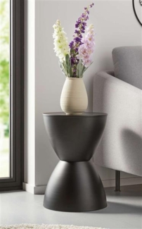 Design Beistelltisch / Hocker "Sanduhr" aus Metall, schwarz Ø 32 x 45 cm, Blumentisch, Sitzhocker