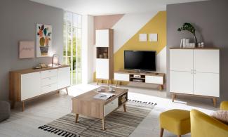 Wohnzimmer Set Merle 477cm eiche riviera / weiß matt Wohnwand Sideboard