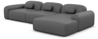 Ecksofa Barcelona L Kurz mit Zierkissen, Kunstleder, Dunkelgrau, Rechts