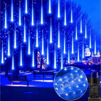 LMaxhome LED-Lichterkette Röhre Regenlichterkette Meteorschauer Weihnachtsdeko Wasserdicht Außen, 1/2/3/4 St Icicle Fallende 8 Röhren Lichterkette,5M Verlängerungskabel