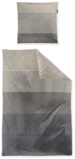 Irisette Feinbiber Bettwäsche Koala 155x220 Streifen beige grau silber 8430-80